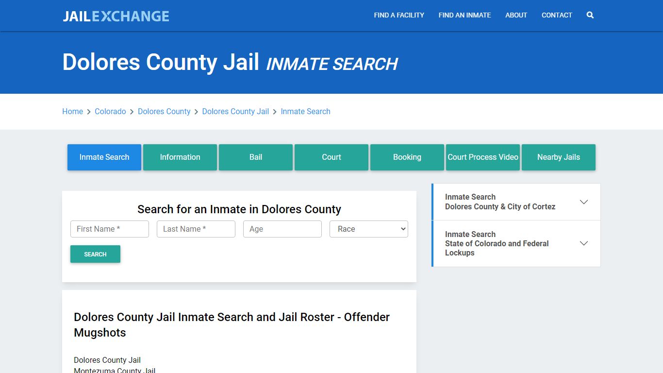 Dolores County Jail, CO Inmate Search: Roster & Mugshots