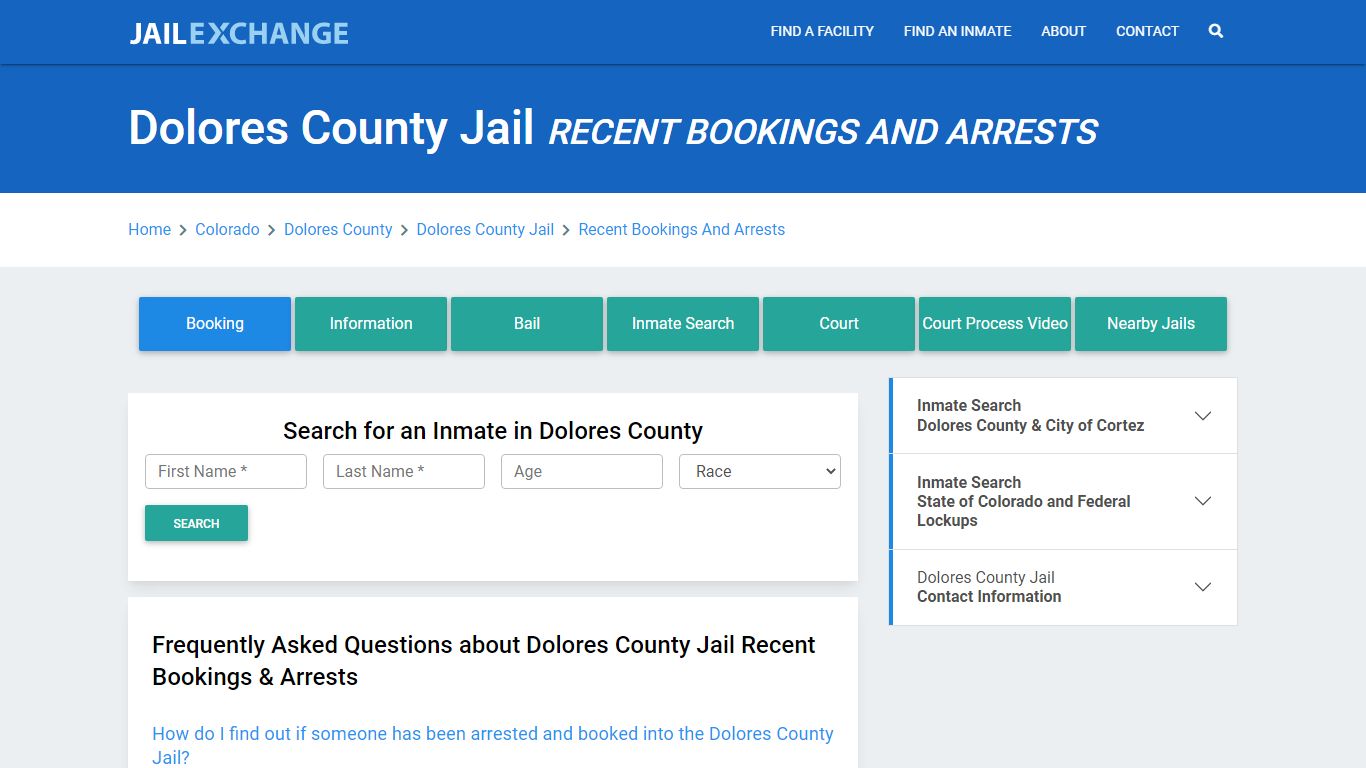 Dolores County Jail Recent Bookings And Arrests - Jail Exchange